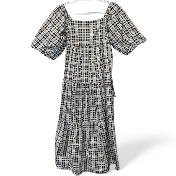 Faithfull The Brand 100% Cotton Plaid Smocked Maxi Dress Cottagecore S - Picture 9 of 13